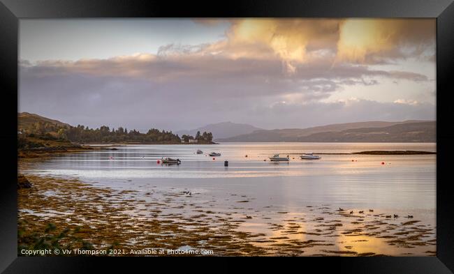 Salen Bay Sunset Framed Print by Viv Thompson