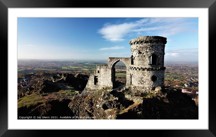 Mow Cop Castle by Drone Framed Mounted Print by Jay Glenn