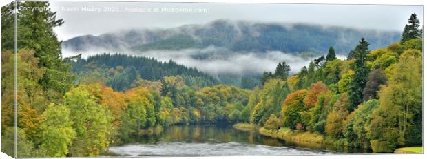 Autumn Colours and the River Tay at Dunkeld Canvas Print by Navin Mistry