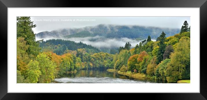 Autumn Colours and the River Tay at Dunkeld Framed Mounted Print by Navin Mistry