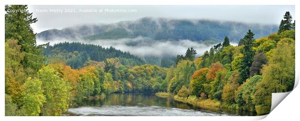 Autumn Colours and the River Tay at Dunkeld Print by Navin Mistry