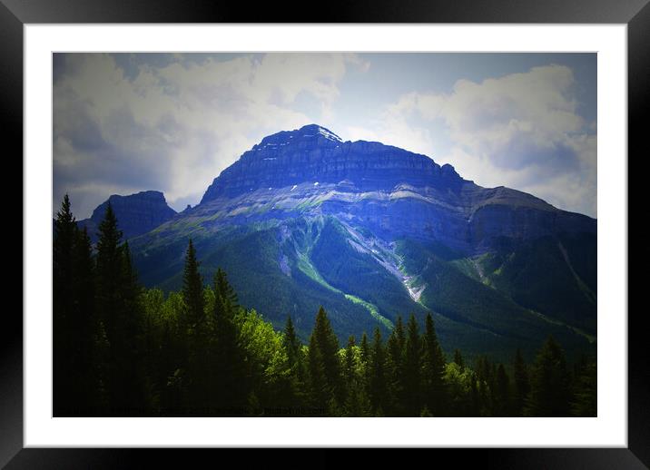 Darkness Starts in the Rocky Mountains Alberta Canada Framed Mounted Print by PAULINE Crawford