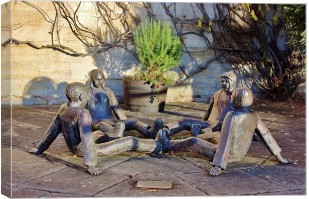 Touching Souls Sculpture Tewkesbury Canvas Print by Susan Snow
