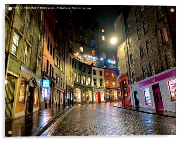 Edinburgh by night Acrylic by Angharad Morgan