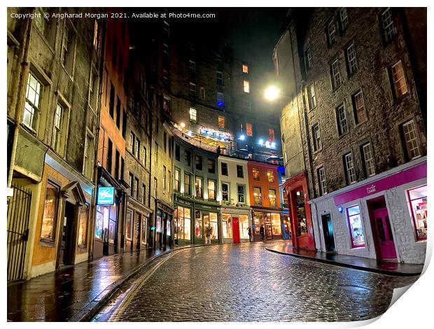 Edinburgh by night Print by Angharad Morgan