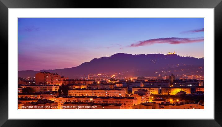 View of Pena Palace at sunset in Sintra, in Portugal Framed Mounted Print by Luis Pina