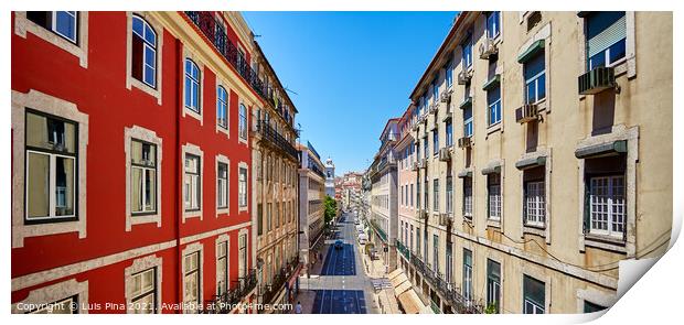 Colorful street Houses in Lisbon, Portugal Print by Luis Pina