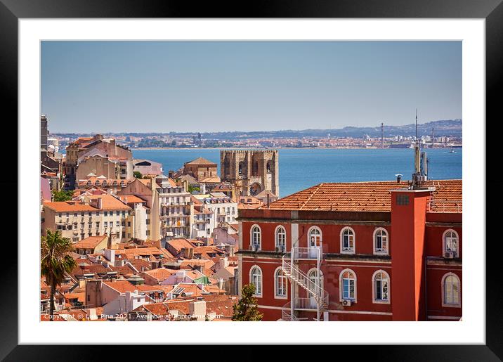 View of Lisbon Cathedral and downtown Framed Mounted Print by Luis Pina