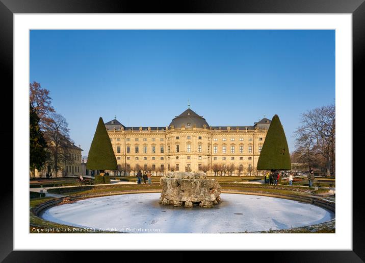 Würzburg Residence with frozen fountain Framed Mounted Print by Luis Pina