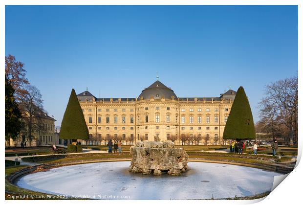 Würzburg Residence with frozen fountain Print by Luis Pina