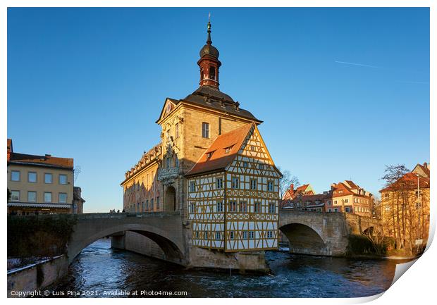 Bamberg Alte Rathaus Old City Hall on a sunny day Print by Luis Pina