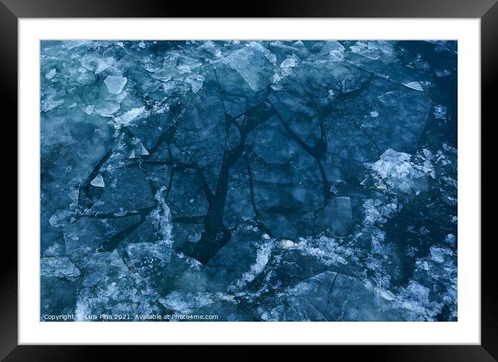 Main river in Wuerzburg partially frozen, Germany Framed Mounted Print by Luis Pina