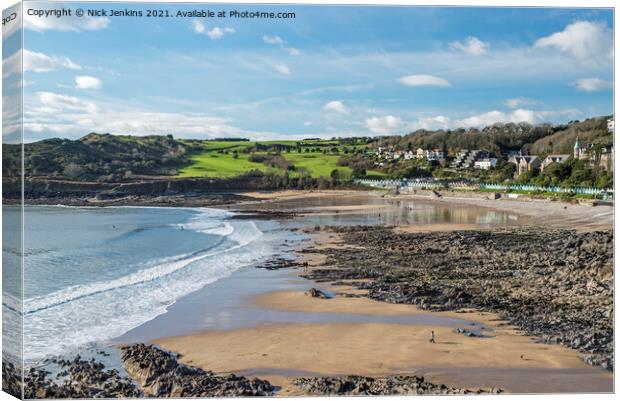 Langland Bay Gower south Wales Canvas Print by Nick Jenkins