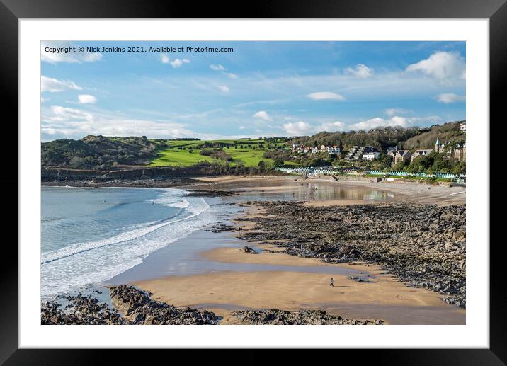 Langland Bay Gower south Wales Framed Mounted Print by Nick Jenkins