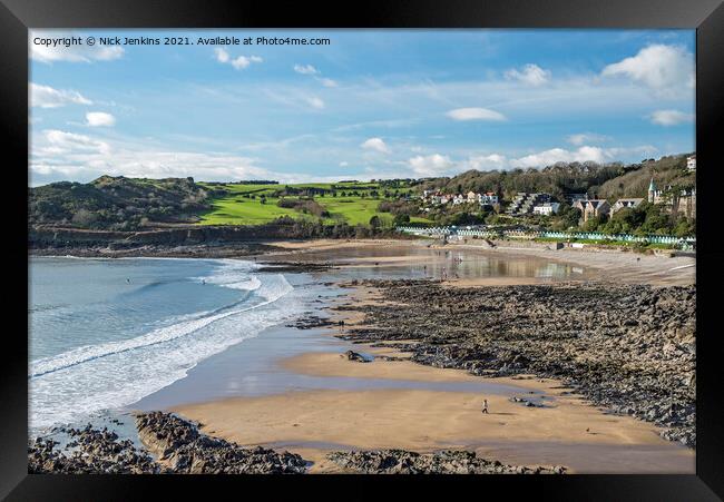 Langland Bay Gower south Wales Framed Print by Nick Jenkins