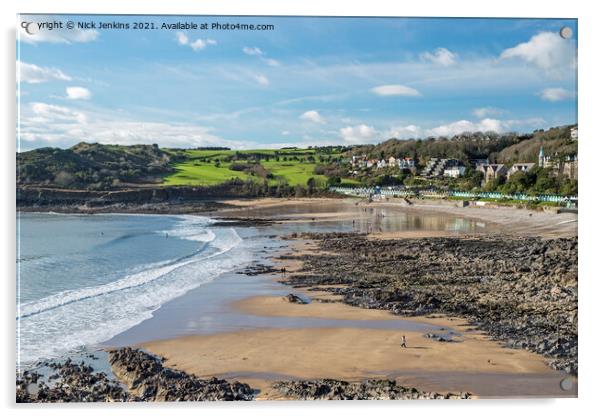 Langland Bay Gower south Wales Acrylic by Nick Jenkins