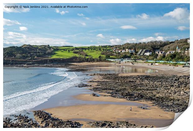 Langland Bay Gower south Wales Print by Nick Jenkins
