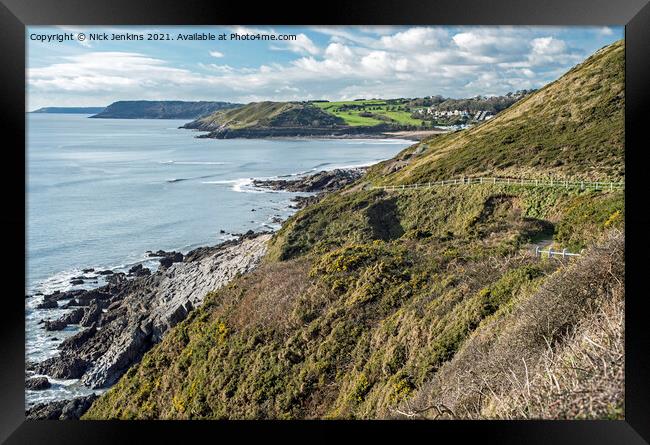 The Gower Coast near Langland Bay  Framed Print by Nick Jenkins