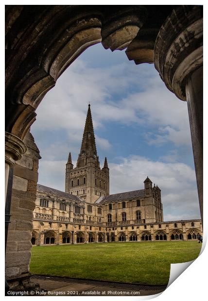 Norwich Cathedral through the Arch Norfolk  Print by Holly Burgess
