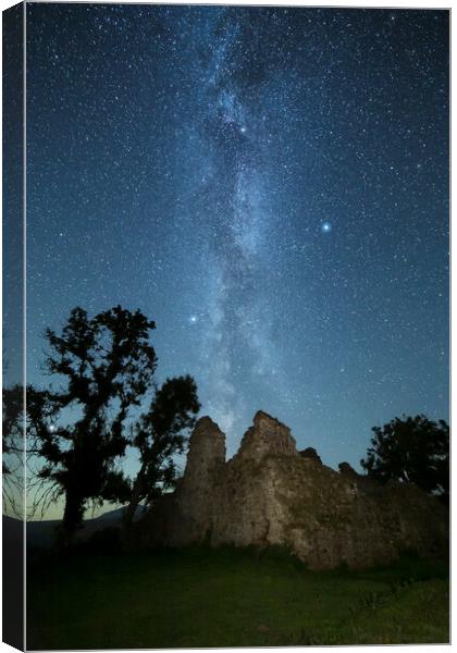 Pendragon Castle & the Milky Way Canvas Print by Pete Collins