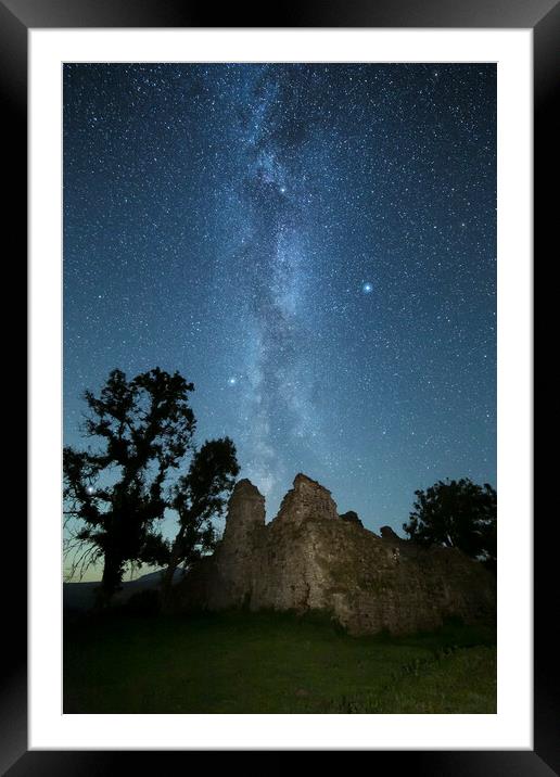 Pendragon Castle & the Milky Way Framed Mounted Print by Pete Collins