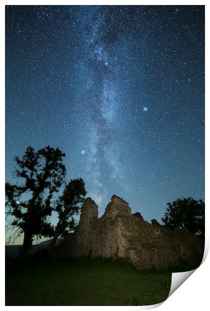 Pendragon Castle & the Milky Way Print by Pete Collins