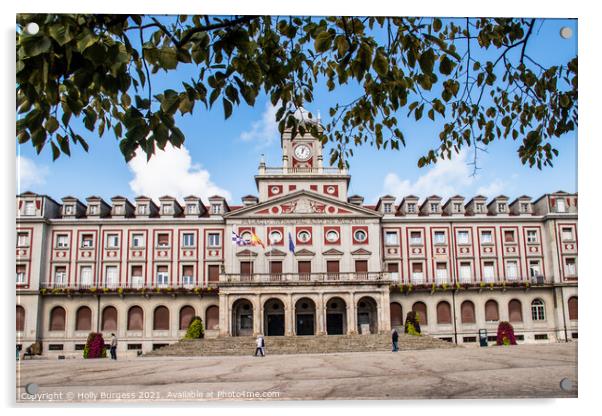 El Ferrol Spain town hall building  Acrylic by Holly Burgess