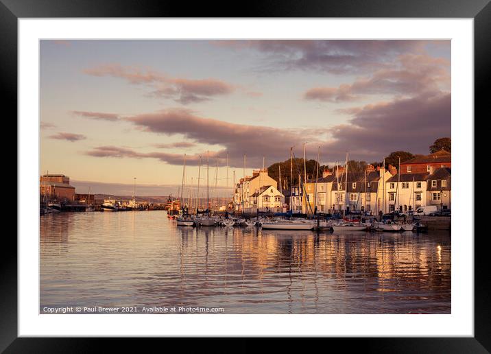 Weymouth Harbour at Sunset Framed Mounted Print by Paul Brewer