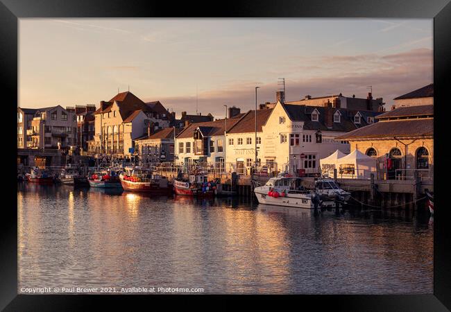 Weymouth Harbour at Sunset Framed Print by Paul Brewer