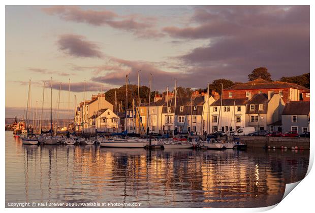 Weymouth Harbour at Sunset Print by Paul Brewer