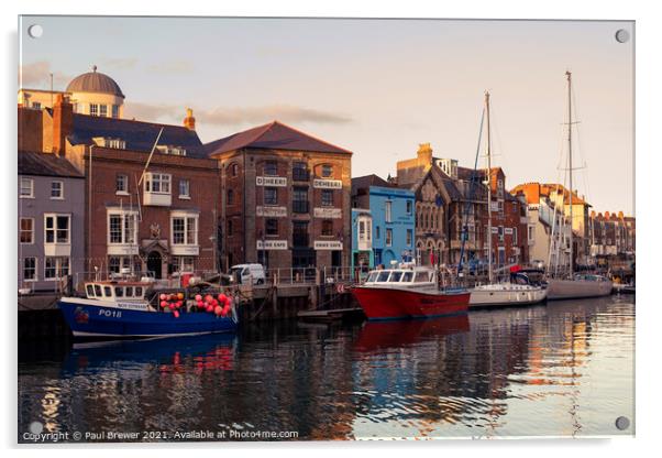 Weymouth Harbour at Sunset Acrylic by Paul Brewer