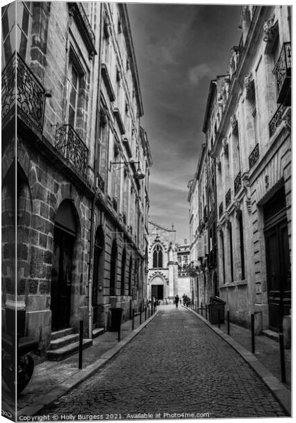 Bordeaux France Black and white street life Canvas Print by Holly Burgess