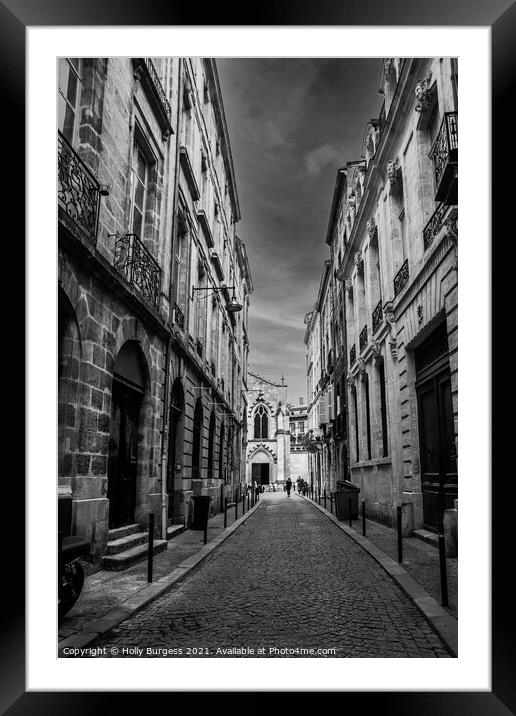 Bordeaux France Black and white street life Framed Mounted Print by Holly Burgess