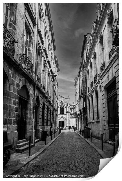 Bordeaux France Black and white street life Print by Holly Burgess