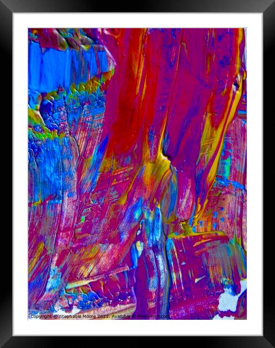 Abstract in blue and red Framed Mounted Print by Stephanie Moore