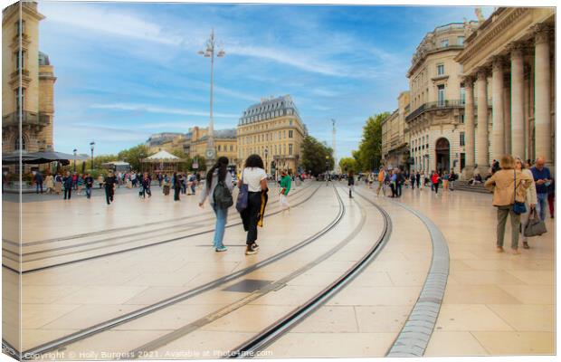 Bordeaux's Vibrant Heart: Tramway Through History Canvas Print by Holly Burgess