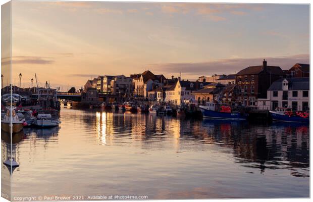 Weymouth Harbour at Sunset Canvas Print by Paul Brewer