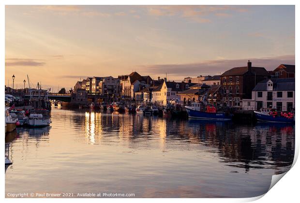 Weymouth Harbour at Sunset Print by Paul Brewer