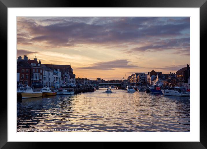 Weymouth Harbour at Sunset Framed Mounted Print by Paul Brewer