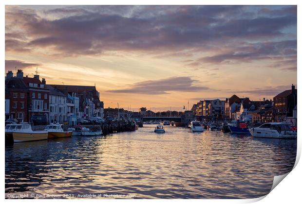 Weymouth Harbour at Sunset Print by Paul Brewer