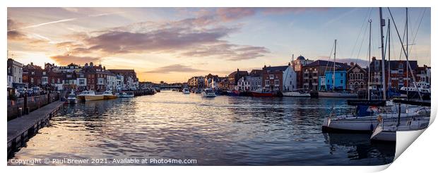 Weymouth Harbour panoramic at Sunset Print by Paul Brewer