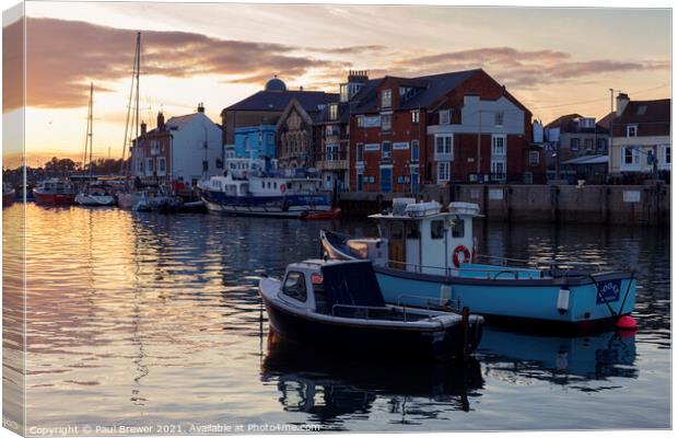 Weymouth Harbour at Sunset Canvas Print by Paul Brewer