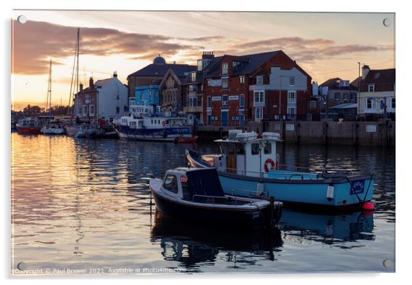 Weymouth Harbour at Sunset Acrylic by Paul Brewer