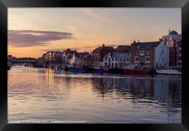 Weymouth Harbour at Sunset Framed Print by Paul Brewer