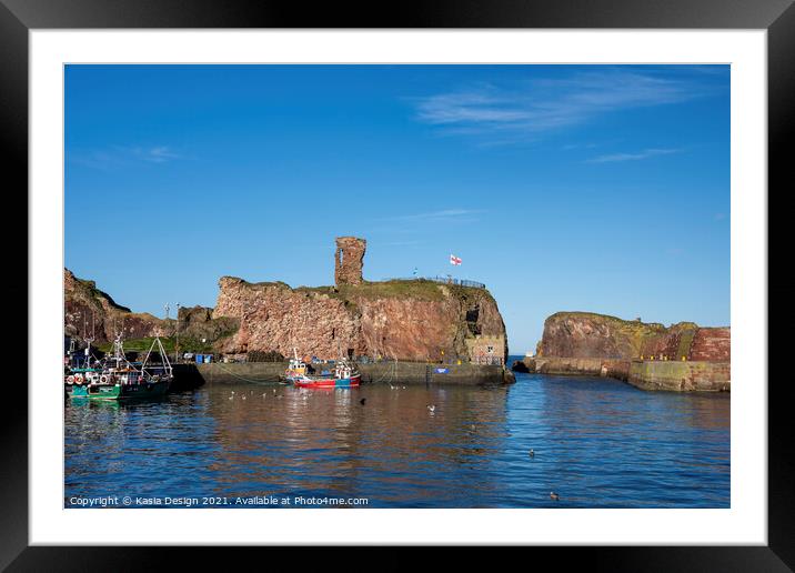 Fishing Boats in Historic Dunbar Harbour Framed Mounted Print by Kasia Design