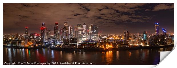Canary Wharf Skyline Print by A N Aerial Photography