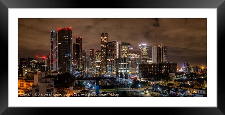 Canary Wharf Framed Mounted Print by A N Aerial Photography