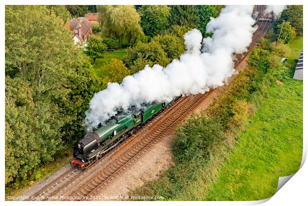 Sir Keith Park steam train Print by A N Aerial Photography
