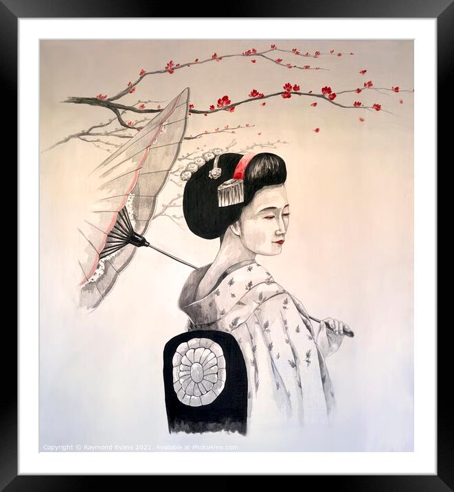Geisha art Framed Mounted Print by Raymond Evans