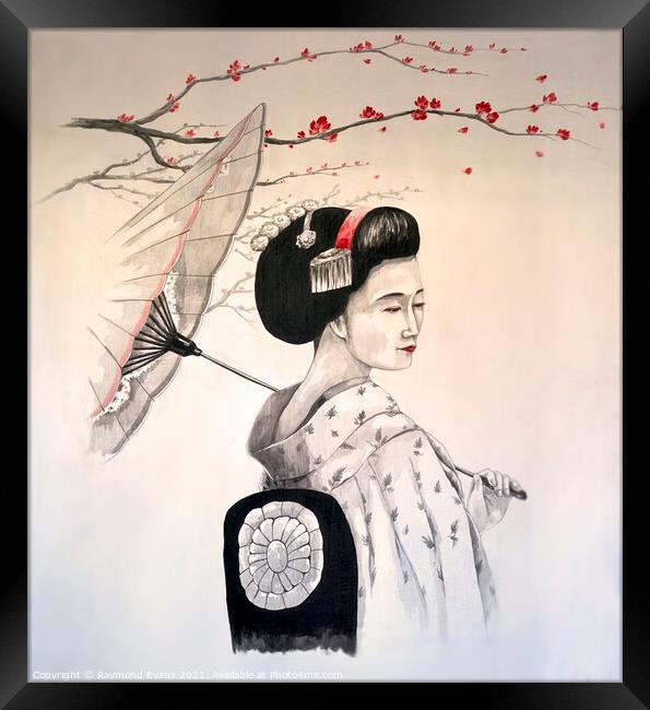 Geisha art Framed Print by Raymond Evans